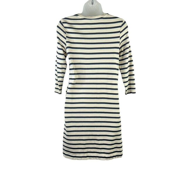 Marine Layer Gigi Long Sleeve Crew Neck Dress Small Ivory Navy Black W/Pockets - Picture 5 of 12